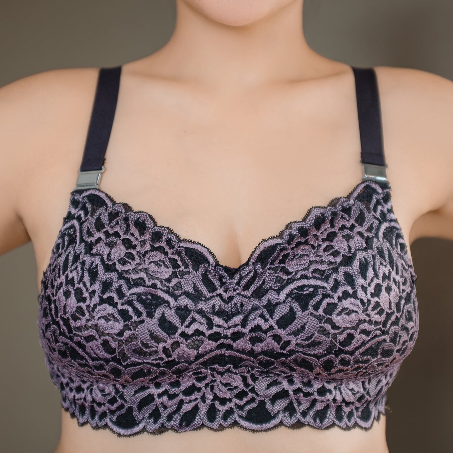 All-Lace Nursing & Pumping Bra | Black Pebble