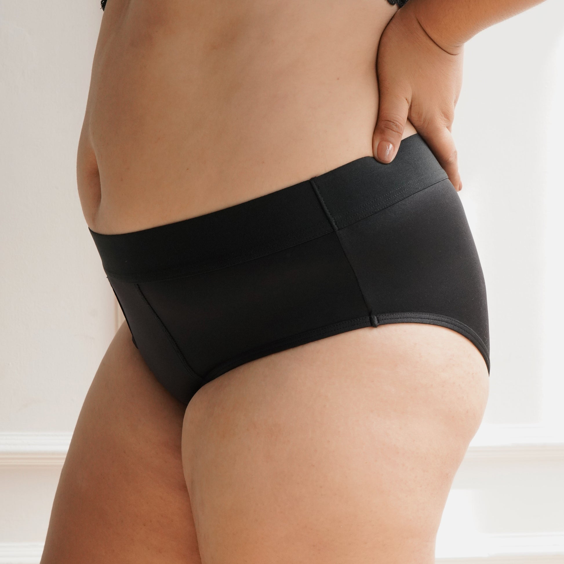 Black Plus Size Modal Panties For Women, High Waist Thin And